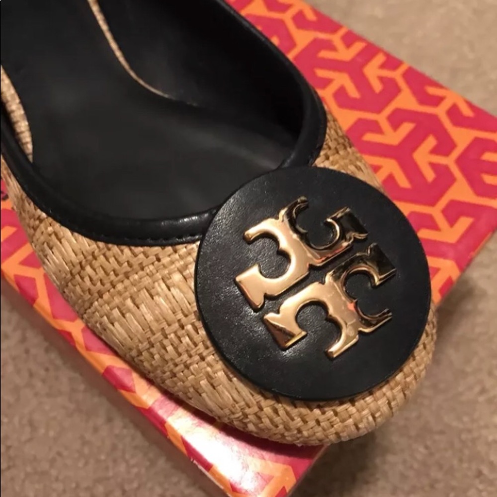 NIB Tory Burch Reva Raffia Straw Flat - Sz: 7